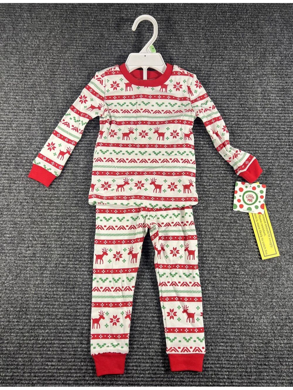 NWT - Little Me Holiday 2-Piece Pajama Set, 18 M,  Reindeer Pattern - MSRP $30